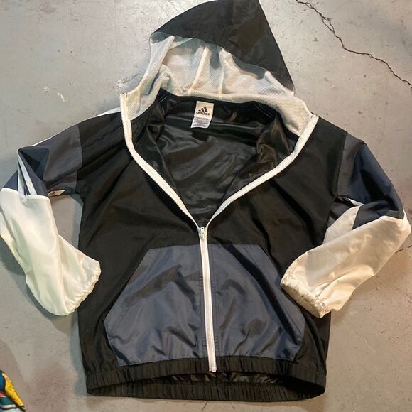 Xs Adidas Originals Jacket Windbreaker Gray Black White Small - Picture 2 of 4